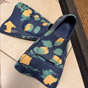 Speedo Kids Swim Fin Multi Blue Marble Sz Small (9-10) New